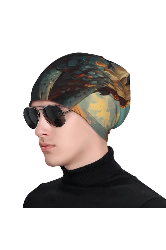 Western Desert Cactus Bald Eagle Soft Beanie Hat, Knit Beanie Daily Beanie in Fine Knit for Women Men Winter Travel, Outdoor