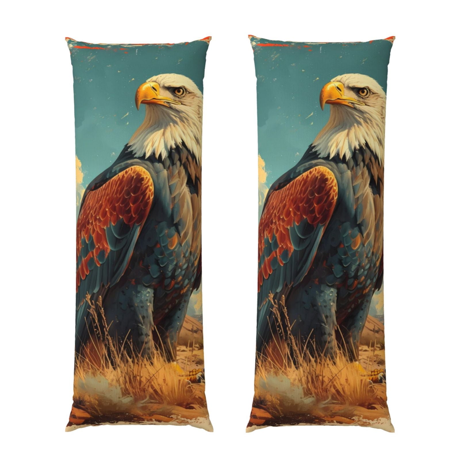 Naloa Western Desert Cactus Bald Eagle Super Soft 20x60 Body Pillow Case,Long Side Hidden Zipper（PILLOWS ARE NOT INCLUDED）