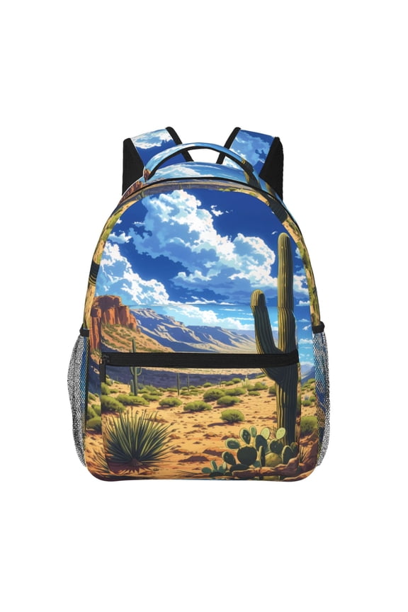 Western Desert Cactus Print Solid Color Tie Formal Necktie for MenSuitable for business, daily life, work