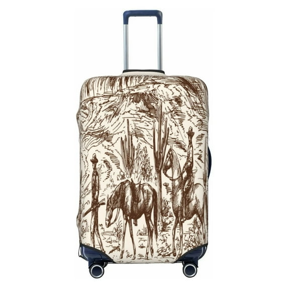 Naloa Western Desert Cowboys2 Elastic Suitcase Protector, Travel Suitcase Protector Cover Fits 18-32in Suitcase - Large