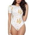 thumbnail image 1 of Naloa Wheat Women's Short-Sleeved Onesie, One-Piece Swimsuit for Parties, dates, clubs - X-Large, 1 of 9