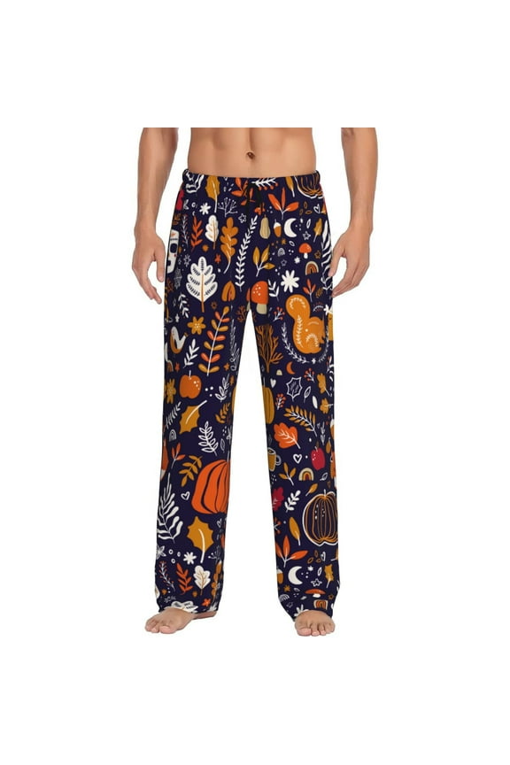 Whimsical Autumn Forest Pajama Pants Men, PJ Bottoms, Sleep & Lounge Pants-Small