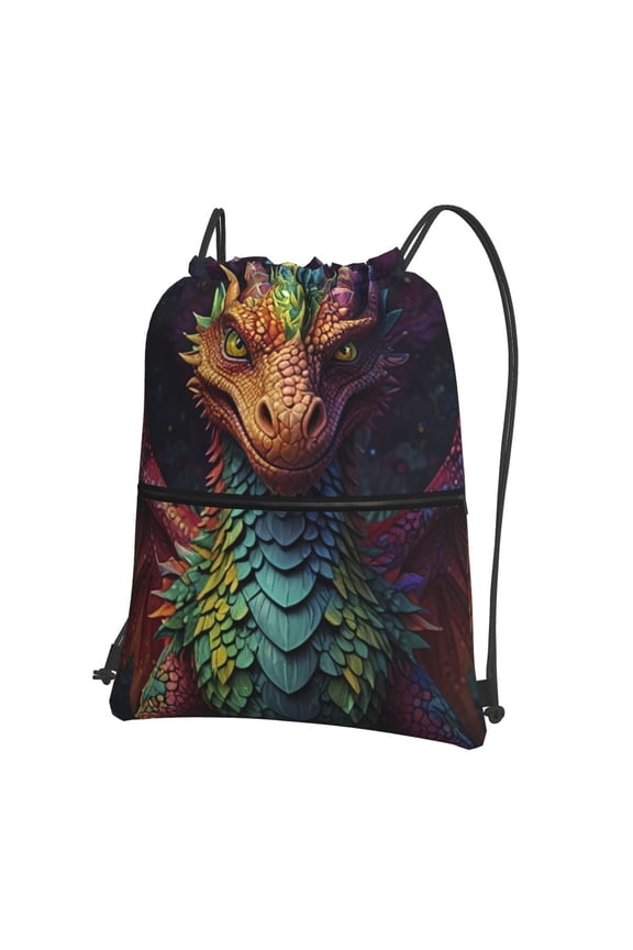 Whimsical Dragon Color Cool Drawstring Backpack String Bag Cinch Water Resistant for Gym Shopping Sport Yoga