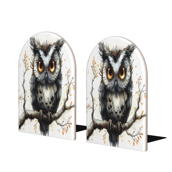 Naloa Whimsical Owl On Branch 2 Pcs Bookend Large Capacity Office Book Ends for Home Office Library School Study Decoration