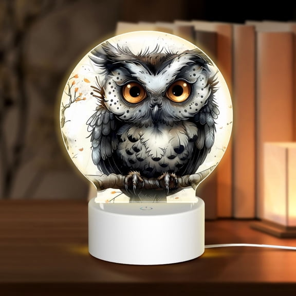 Naloa Whimsical Owl On Branch Acrylic LED Night Light Custom LED Lights Personalized Nightlight Customized Gifts for Family Couples Friends