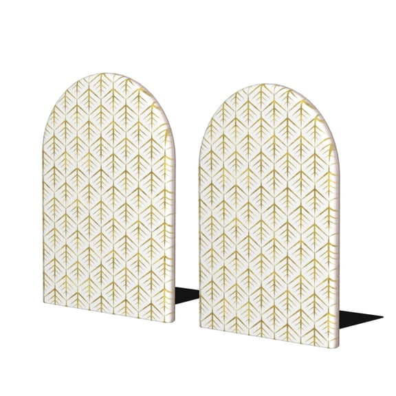 Naloa White And Gold Geometry 2 Pcs Bookend Large Capacity Office Book Ends for Home Office Library School Study Decoration