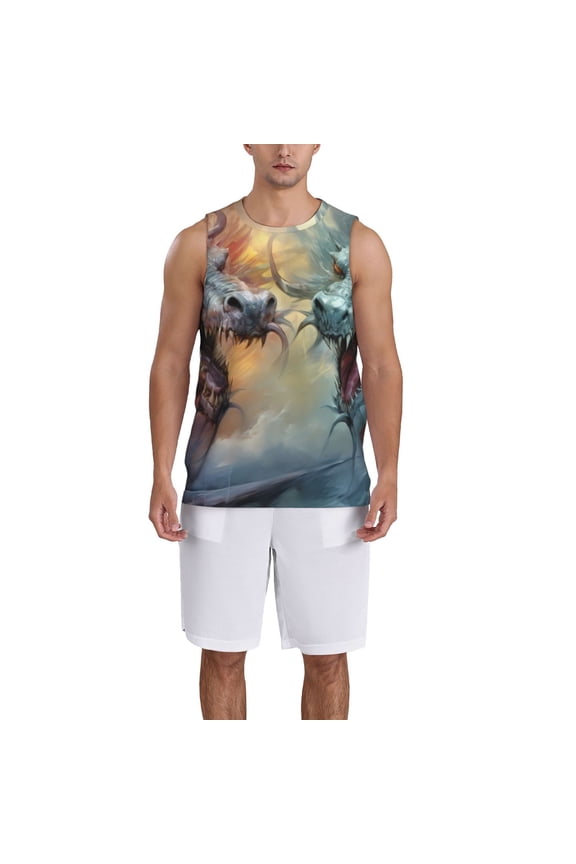 White And Red Storm Dragon Basketball Jersey Reversible Men's Mesh Athletic Sports Shirts Training Practice S-4XLLarge