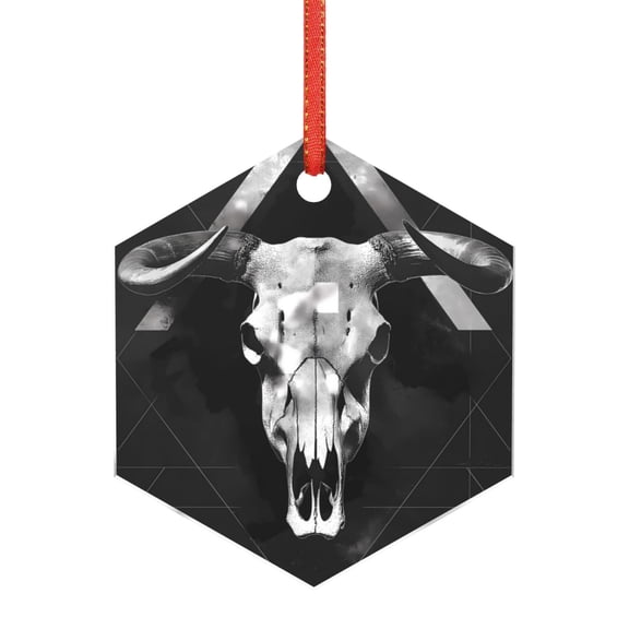 Naloa White Black Sheep skull Acrylic Santa Tree Decorations Christmas Hanging Pendant for Christmas Winter New Year Party Hanging Decorations-Hexagon