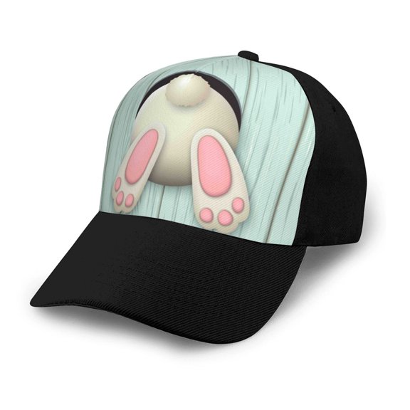 Naloa White Bunny Bottom And Easter Eggs Adult adjustable Print Baseball Hat, Patchwork curved brim baseball capfor Men and Women, One Size