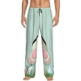 Naloa White Bunny Bottom And Easter Eggs Pajama Pants Men, PJ Bottoms