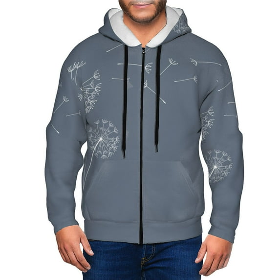 Naloa White Dandelion Men’s Hoodies, Zip up Hoodie, Sweatshirts,Hoodies for Men Sizes S-3XL-Medium