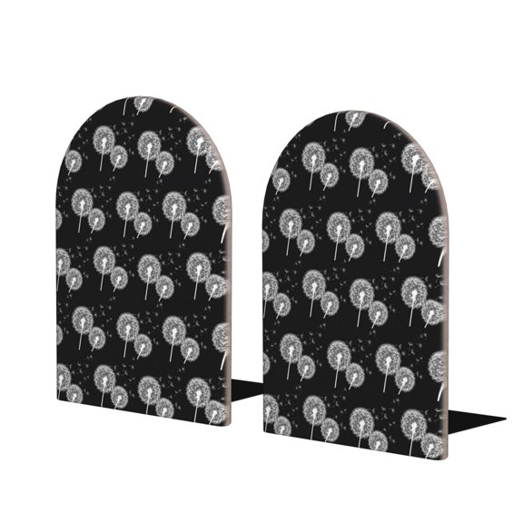 Naloa White Flower Dandelion 2 Pcs Bookend Large Capacity Office Book Ends for Home Office Library School Study Decoration