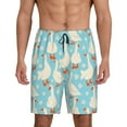 thumbnail image 1 of Naloa White Geese and Flower Men's Short Pajama Pants, Lounge Comfort Shorts with Elasticized Waistband and Side Pockets - Medium, 1 of 9