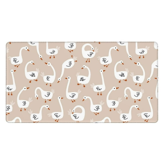 Naloa White Goose Gaming Mouse Pad Large Mouse Mat Long Extended Desk Pad Non-Slip Rubber Mice Pads Stitched Edges Thin Pad (16x29.5 Inch)