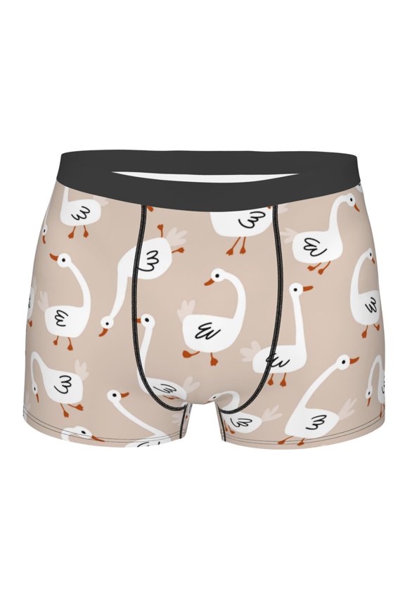 White Goose Print Mens Underwear - Boxers for Men, Classic Briefs for Men