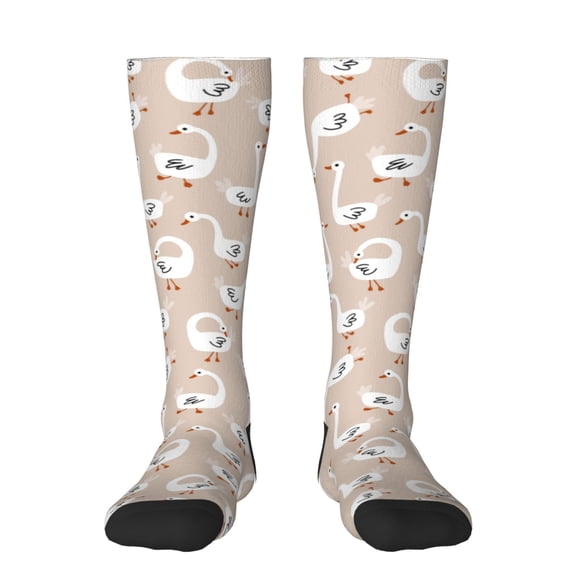 Naloa White Goose Thigh High Socks Extra Long Stretchy Sock Women Over Knee High Opaque Stocking Daily Wear