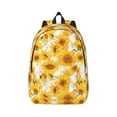 thumbnail image 1 of Naloa White Marble Pattern Sunflower Canvas Backpack for Men Women Rucksack Casual Travel Daypack College Tote Satchel Bookbag for Teens-Medium, 1 of 7