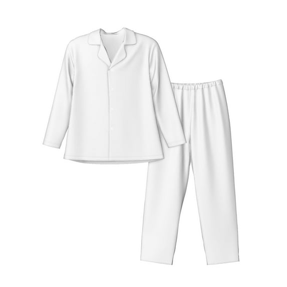 Naloa White Men’s Pajamas Set - Long Sleeve Button Down Sleep Shirt and Pajama Bottoms Sleepwear Set-Medium