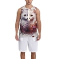 thumbnail image 1 of Naloa White Red Cat Couple Basketball Jersey Reversible Men's Mesh Athletic Sports Shirts Training Practice S-4XLSmall, 1 of 6