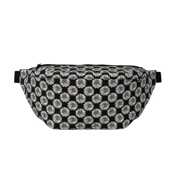 Naloa White Sunflowers Print Running Belts for Men Women,Running Fanny Pack with 2-Zipper Pockets,Waterproof Waist Pack for Travel Hiking Running Outdoor Sports
