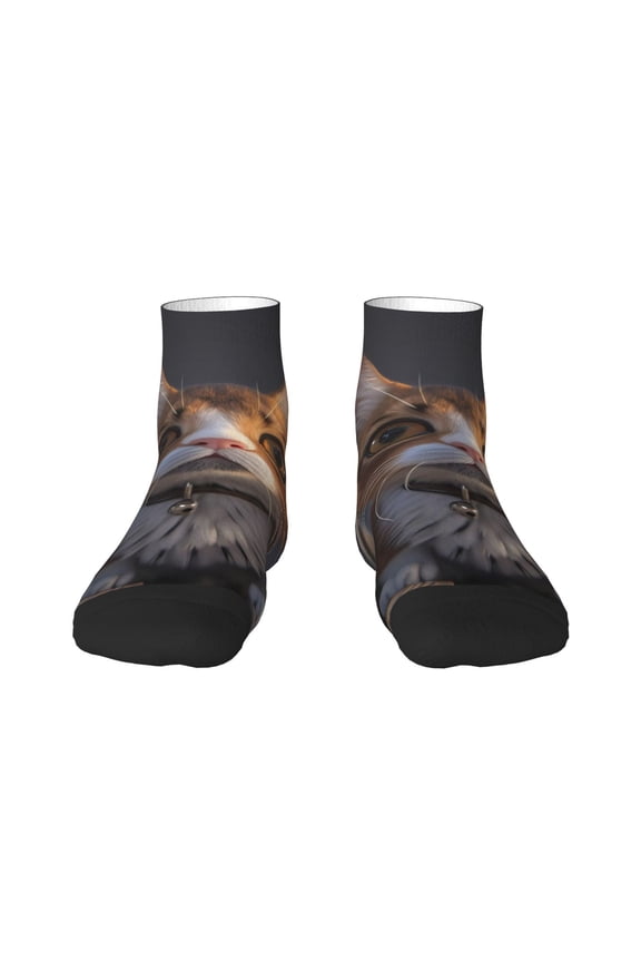 Wide Eyed Cartoon Cats Ankle Socks for Women Non Slip Socks No Show Socks Classic Low Cut Casual Socks Casual Socks