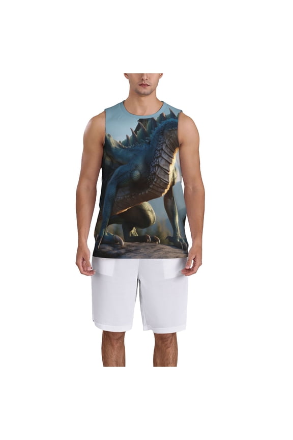 Wild Blue Cool Dragon Basketball Jersey Reversible Men's Mesh Athletic Sports Shirts Training Practice S-4XLMedium