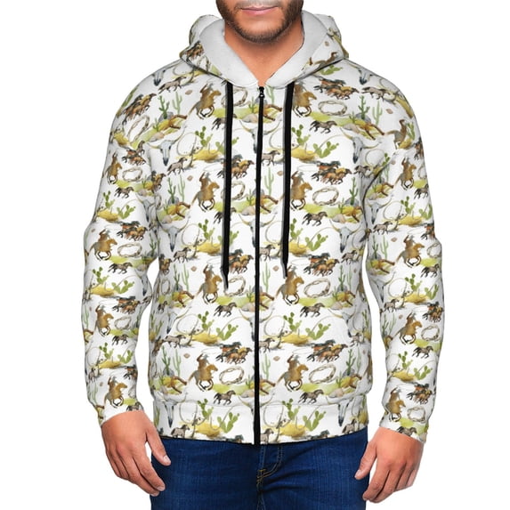 Naloa Wild West Western Men’s Hoodies, Zip up Hoodie, Sweatshirts,Hoodies for Men Sizes S-3XL-Small