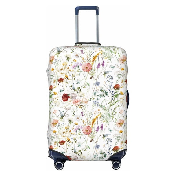 Naloa Wildflower Watercolor Elastic Suitcase Protector, Travel Suitcase Protector Cover Fits 18-32in Suitcase - Small