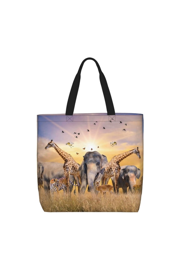Wildlife Protection Tote Bag for Women, Foldable Tote Bag With Zipper, Large Shoulder Bag, Top Handle Handbag for Travel, Work, Shopping