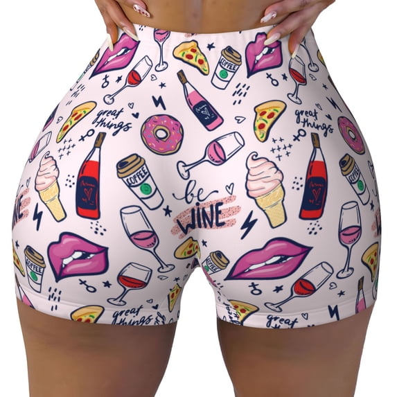 Naloa Wine Biker Shorts for Women Seamless Scrunch Short Women’s Yoga Shorts for Gym Running Sport Shorts - Medium
