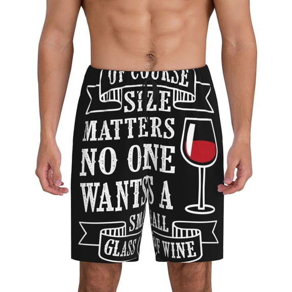 Naloa Wine Funny Men's Short Pajama Pants, Lounge Comfort Shorts with Elasticized Waistband and Side Pockets - XX-Large