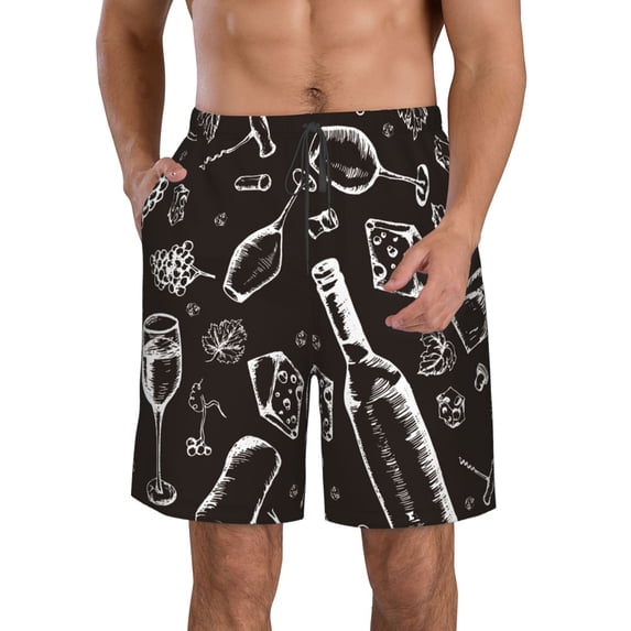 Naloa Wine Seamless Men's Beach Shorts, Surfing shorts, Swim trunks, Quick Dry Swim Trunks for Surfing Beach Fun - Large