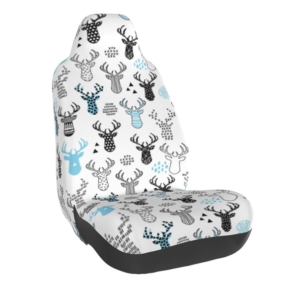 Naloa Winter Art Blue and Black Moose Car Seat Covers Universal Front Seat Coves for Car Accessories ,Padded Car Covers for Automotive, SUV, Truck, and Van