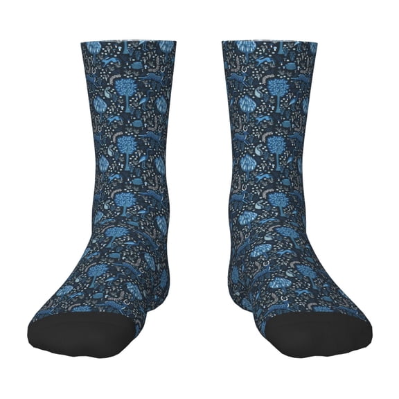 Naloa Winter Blue Forest Deer Kids Socks Unisex Kids and Toddlers' Crew Socks, ,1 Pairs