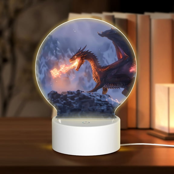 Naloa Winter Fire Dragon Acrylic LED Night Light Custom LED Lights Personalized Nightlight Customized Gifts for Family Couples Friends