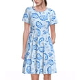 thumbnail image 1 of Naloa Winter Paisley Pattern Print Womens Summer A-Line Dress with Pockets,Short Sleeve Dresses,Flowy Beach Swing Dress for Vacation Travel, 1 of 6