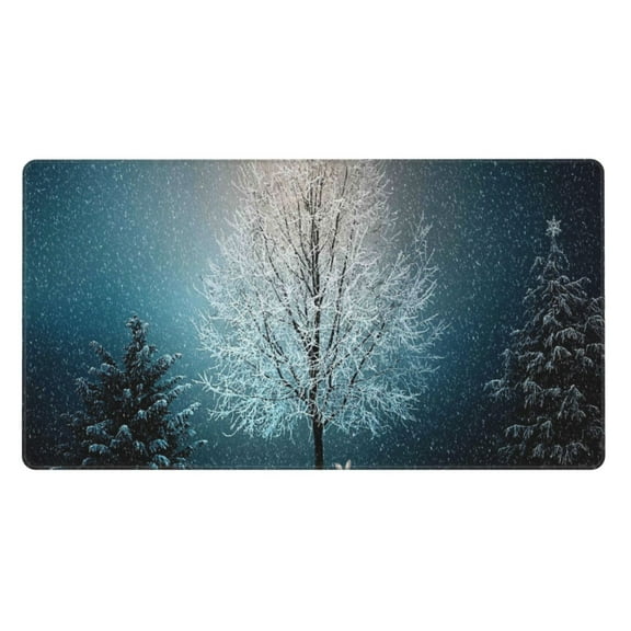 Naloa Winter Rabbit Gaming Mouse Pad Large Mouse Mat Long Extended Desk Pad Non-Slip Rubber Mice Pads Stitched Edges Thin Pad (16x29.5 Inch)
