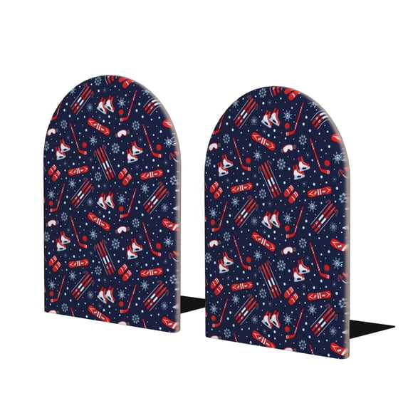 Naloa Winter Sports Fun Pattern 2 Pcs Bookend Large Capacity Office Book Ends for Home Office Library School Study Decoration