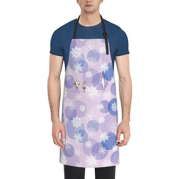 Naloa Winter With Snowflakes Apron Kitchen Aprons with Pockets for Women Men Chef