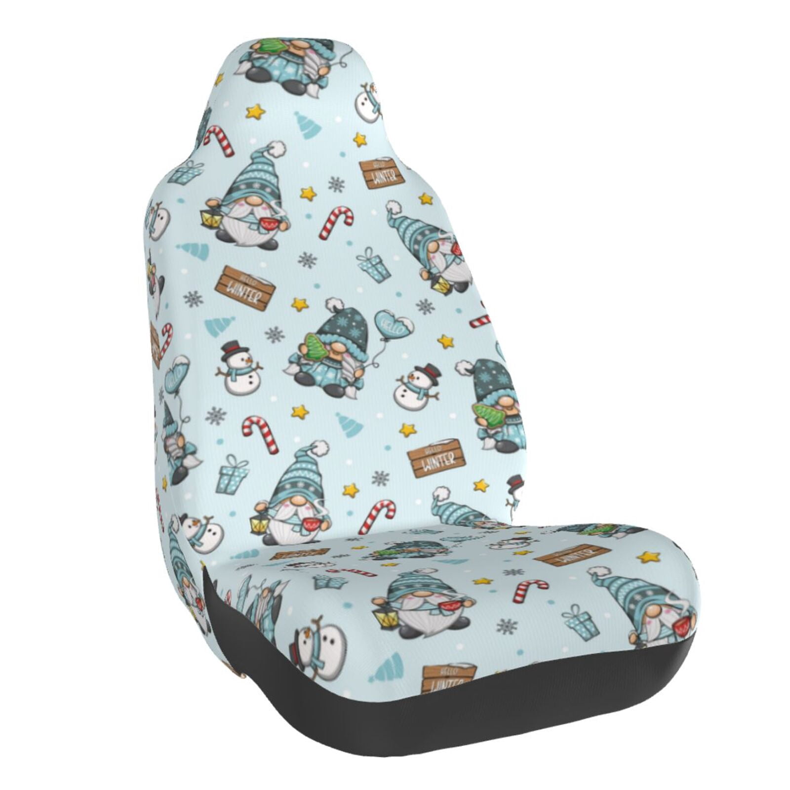 Naloa Winter Wonderland Light Blue Car Seat Covers Universal Front Seat Coves for Car Accessories ,Padded Car Covers for Automotive, SUV, Truck, and Van