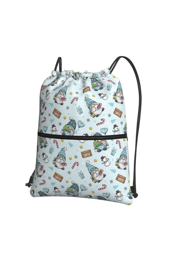 Winter Wonderland Light Blue Drawstring Backpack String Bag Cinch Water Resistant for Gym Shopping Sport Yoga