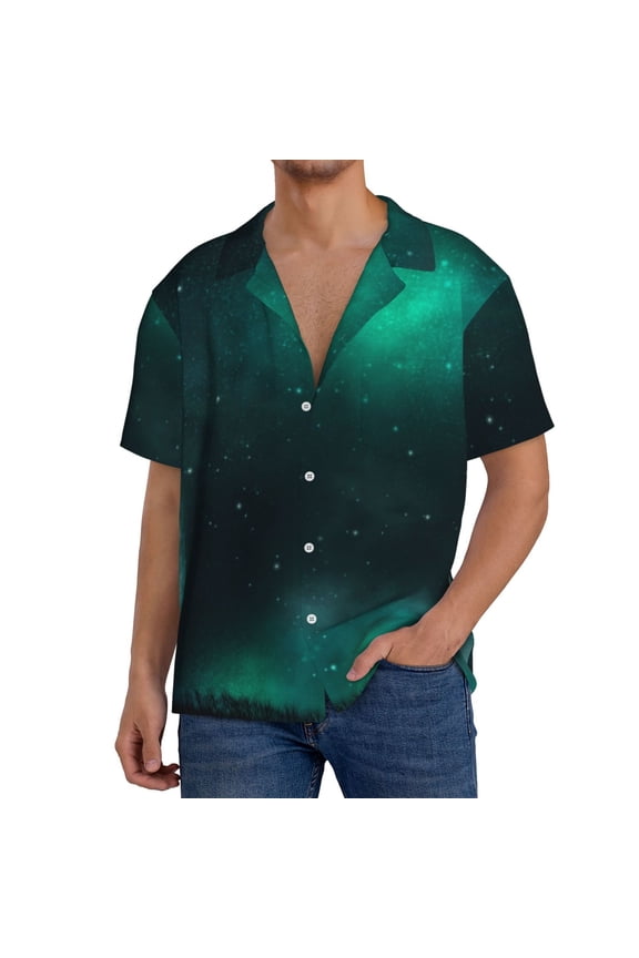Witch House On The Hill Men's Loose Fit Cuban Collar Short-Sleeve Shirt, Hawaiian Shirts, Mens Shirts Casual for Everyday Wear Outings-XX-Large