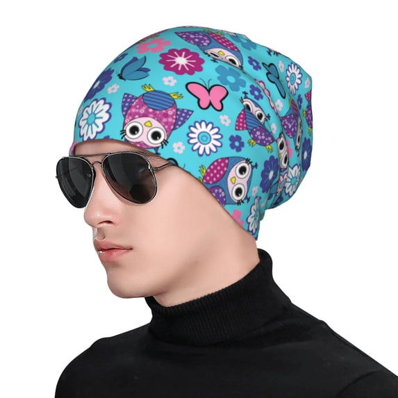 Naloa Wls And Flowers Soft Beanie Hat, Knit Beanie Daily Beanie in Fine Knit for Women Men Winter Travel, Outdoor