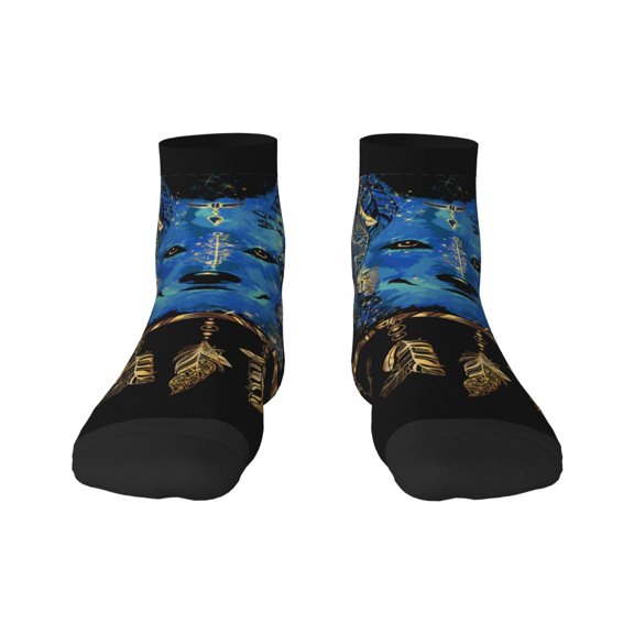 Naloa Wolf Head And Dreamcatcher Ankle Socks for Women Non Slip Socks No Show Socks Classic Low Cut Casual Socks Casual Socks
