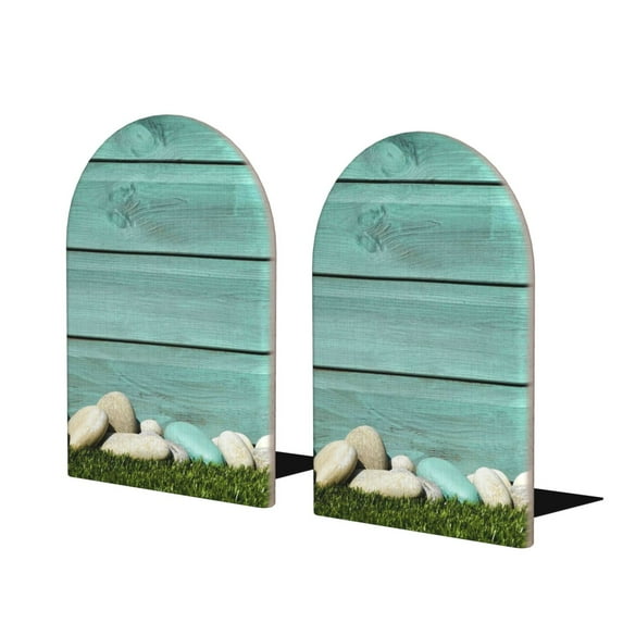 Naloa Wood Grain 2 Pcs Bookend Large Capacity Office Book Ends for Home Office Library School Study Decoration