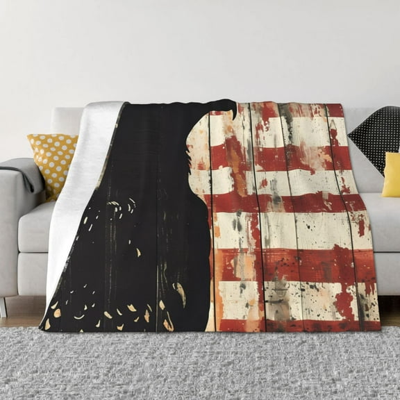 Naloa Wood Grain Bald Eagle Flannel Blankets - Thick and Warm Blanket for Winter, Soft Fuzzy Plush King Blanket for All Seasons80"x60"