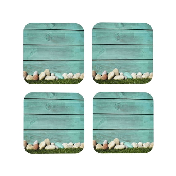 Naloa Wood Grain Coasters for Set of 4 - PU Leather Coasters, Coasters for Table Cup Tea Coffee Beer, Decorative for Kitchen Homedecor (Round)