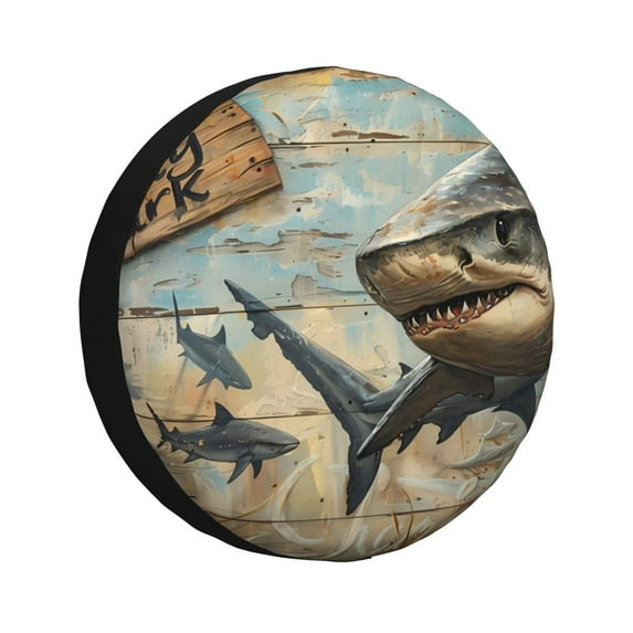 Naloa Wood Grain Shark PVC Leather Spare Tire Wheel Cover for Car Truck SUV Camper Trailer Universal Fit many size17 inch