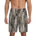 thumbnail image 1 of Naloa Wooden Texture Men's Short Pajama Pants, Lounge Comfort Shorts with Elasticized Waistband and Side Pockets - Large, 1 of 9