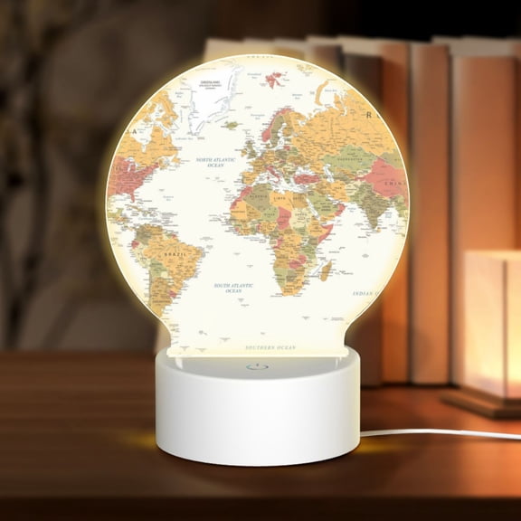 Naloa World Map 1 Acrylic LED Night Light Custom LED Lights Personalized Nightlight Customized Gifts for Family Couples Friends
